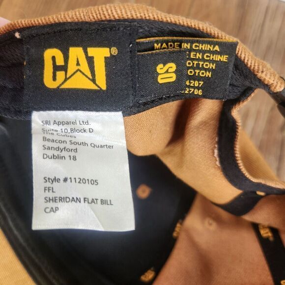 CAT Caterpillar Hat Cap Snapback Brown Canvas Work Mens Equipment Jobsite Brand - Picture 10 of 11